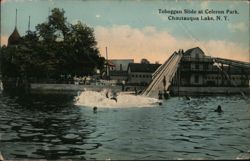 Toboggan Slide at Celoron Park, Chautauqua Lake New York Postcard Postcard Postcard