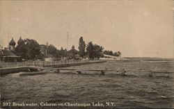 Celoron Breakwater on Chautauqua Lake, New York Postcard