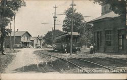 Stow, NY Trolley at Station with Passengers New York Postcard Postcard Postcard