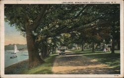 Lake Drive, Bemus Point, with Sailboat and Car New York Postcard Postcard Postcard