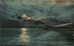 Moonlight on Chautauqua Lake Steamer Postcard