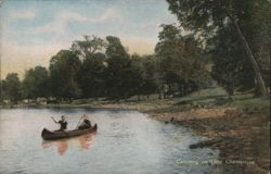 Canoeing Couple on Lake Chautauqua Canoes & Rowboats Postcard Postcard Postcard