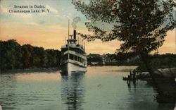 Steamer in Outlet, Chautauqua Lake, NY Postcard