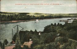 Birdseye View of Chautauqua Lake Outlet at Celoron, NY Postcard