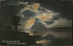 Sunset over Chautauqua Lake from Celoron Park Postcard