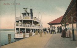 Mayville NY Dock - Steamer "City of Cleveland" & Passengers New York Postcard Postcard Postcard