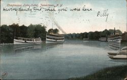 Chautauqua Lake Outlet Steamboats, Jamestown, NY New York Postcard Postcard Postcard