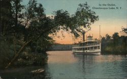 Steamer in the Outlet, Chautauqua Lake, New York Postcard