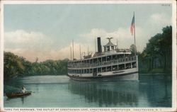 Steamer Through the Narrows, Chautauqua Lake, New York Harold Walzer Postcard Postcard Postcard