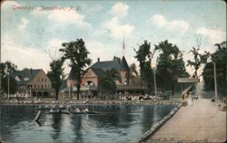 Greenhurst Inn & Rowing on Chautauqua Lake, Jamestown, NY Postcard