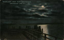 Moonlight from Point Chautauqua, Chautauqua Lake, NY Postcard