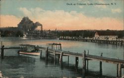 Dock at Celoron, Lake Chautauqua Steamer Arriving Postcard