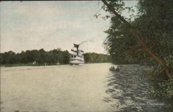 Steamer on Chautauqua Lake with Rowboat Boats, Ships Postcard Postcard Postcard