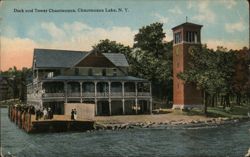 Dock and Tower, Chautauqua Lake, NY New York Postcard Postcard Postcard