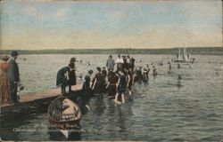 Bathers at Chautauqua Institution Bathing Beach Swimming Postcard Postcard Postcard