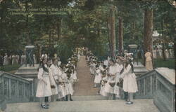 Girls with Flowers, Hall of Philosophy, Chautauqua Institution Postcard