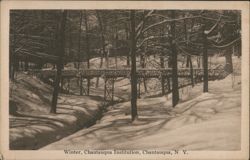 Winter Scene with Snow-Covered Bridge, Chautauqua Institution Postcard