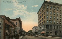 West Third Street Jamestown NY Streetcar Scene New York Postcard Postcard Postcard