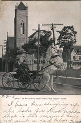 Jamestown Fire Department Horse-Drawn Fire Apparatus in Action New York Postcard Postcard Postcard