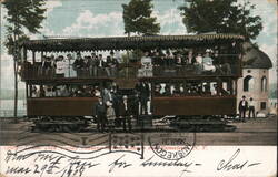 Double Deck Trolley Running between Celoron and Jamestown, NY Postcard