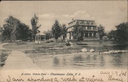 Victoria Hotel and Gazebo, Chautauqua Lake, NY Postcard