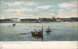 Boating on Chautauqua Lake, Celoron NY Postcard