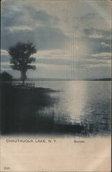 Chautauqua Lake Sunset View with Gazebo Postcard