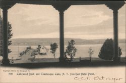 Lakewood Dock & Chautauqua Lake View from Kent Hotel Porch Postcard