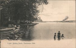 Children Wading at Bathing Beach, Chautauqua Lake Postcard