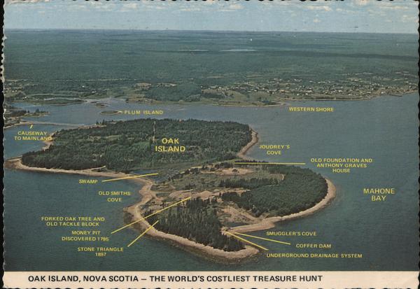 Aerial Photographic Map With Landmarks Of Oak Island Nova Scotia The   Card00186 Fr 