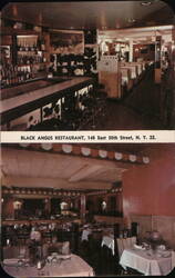 Black Angus Restaurant Interior Views, New York City Postcard