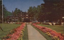 Lake Morey Inn Flower Garden Path, Fairlee, VT Postcard