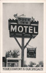 Duck Inn Motel Sign, Havre, MT - Your Comfort is Our Specialty Postcard