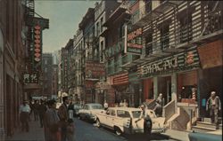 Chinatown Street Scene with Vintage Cars New York City, NY Postcard Postcard Postcard