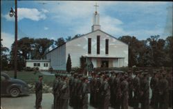 Military Formation at Chapel One, Sampson Air Force Base Postcard