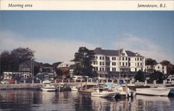 Jamestown, RI Mooring Area with Bay View Hotel Rhode Island Stanley J. Szelka Postcard Postcard Postcard