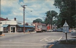 Main Street Scene, New Milford CT - Chrome Postcard Postcard