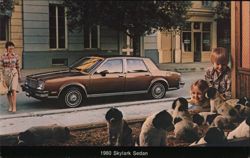 1980 Buick Skylark Sedan with Family and Puppies Cars Postcard Postcard Postcard