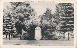 Village Park Monument in Becket, MA Postcard