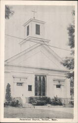 Federated Church, Becket, MA - White Church with Stained Glass Massachusetts Postcard Postcard Postcard