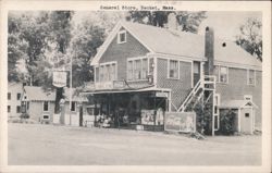 Becket, MA General Store with Coca-Cola Ads and Mobiloil Gas Pump Postcard