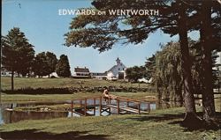 Edwards on Wentworth Pond, Scenic View with Bridge Postcard