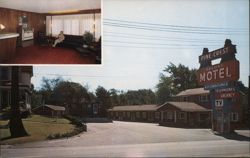 Pine-Crest Deluxe Motel, Saugus MA - Interior & Exterior Views Postcard