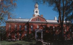 Houlton, ME Court House - Red Brick Building with Clock Tower Postcard