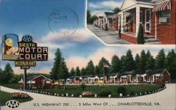 Siesta Motor Court, Charlottesville, VA - Chrome Postcard Postcard