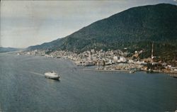 Aerial View of Ketchikan, Alaska with Ferry Postcard Postcard Postcard