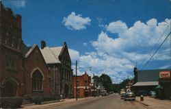 Tionesta, PA Street Scene with Church and Propp Variety Store Pennsylvania Postcard Postcard Postcard