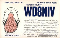 WD8NIV QSL Card, Jackson MI,  Amateur Radio Postcard