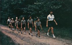 Chautauqua Area Girl Scout Campers Hiking on Path Bemus Point, NY Postcard Postcard Postcard