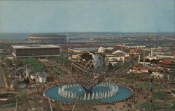 Unisphere Fountain, New York State Pavilion & Shea Stadium at the 1964 World's Fair Postcard